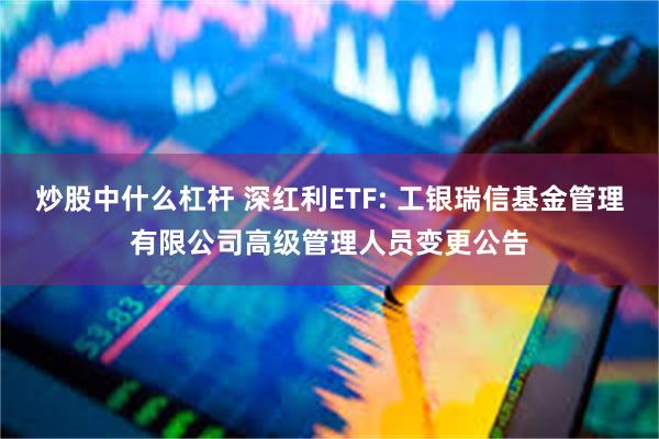 炒股中什么杠杆 深红利ETF: 工银瑞信基金管理有限公司高级管理人员变更公告