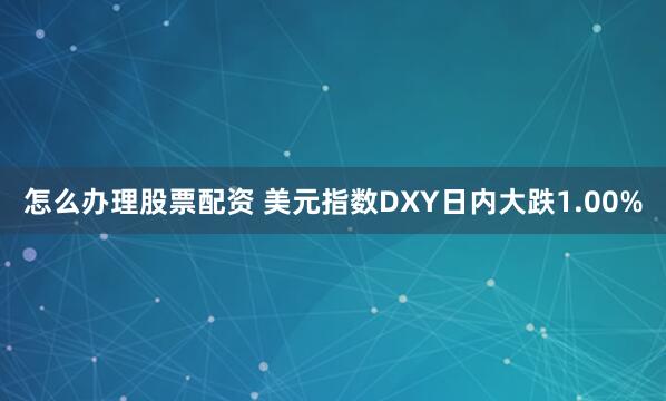 怎么办理股票配资 美元指数DXY日内大跌1.00%
